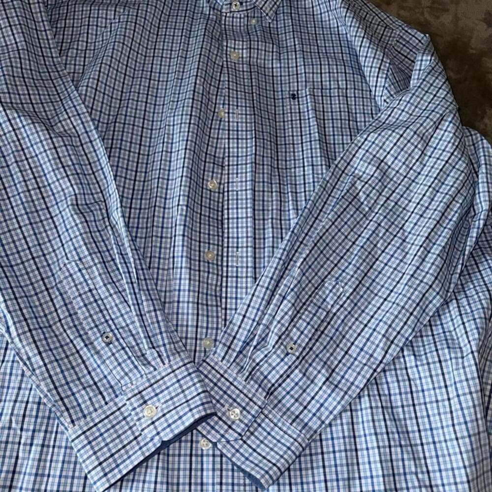 IZOD Blue and White Plaid Button-Up Shirt XXL